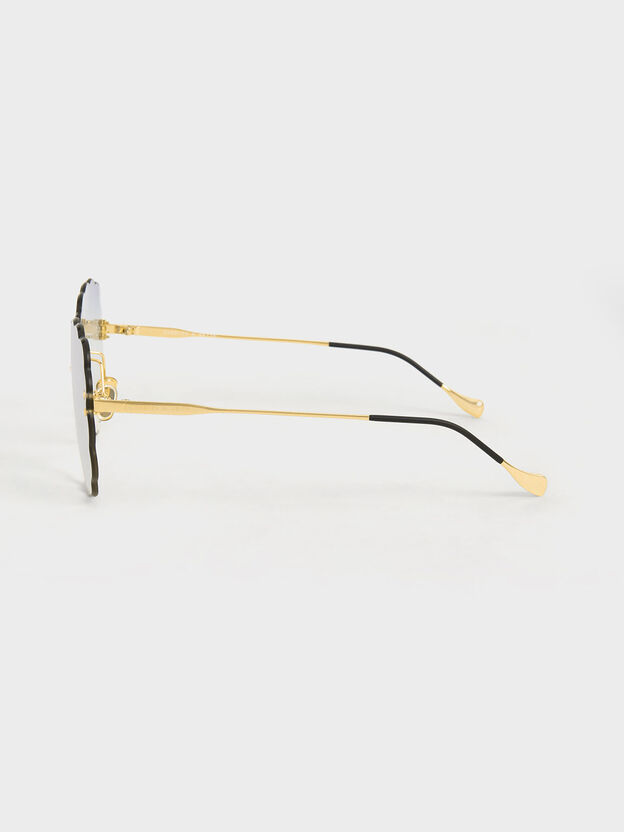 Multi-Tinted Scalloped Butterfly Sunglasses, Blue, hi-res