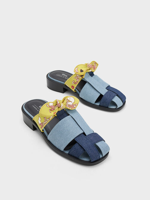 Judy Hopps Interwoven Knotted Denim Mules, Blue, hi-res
