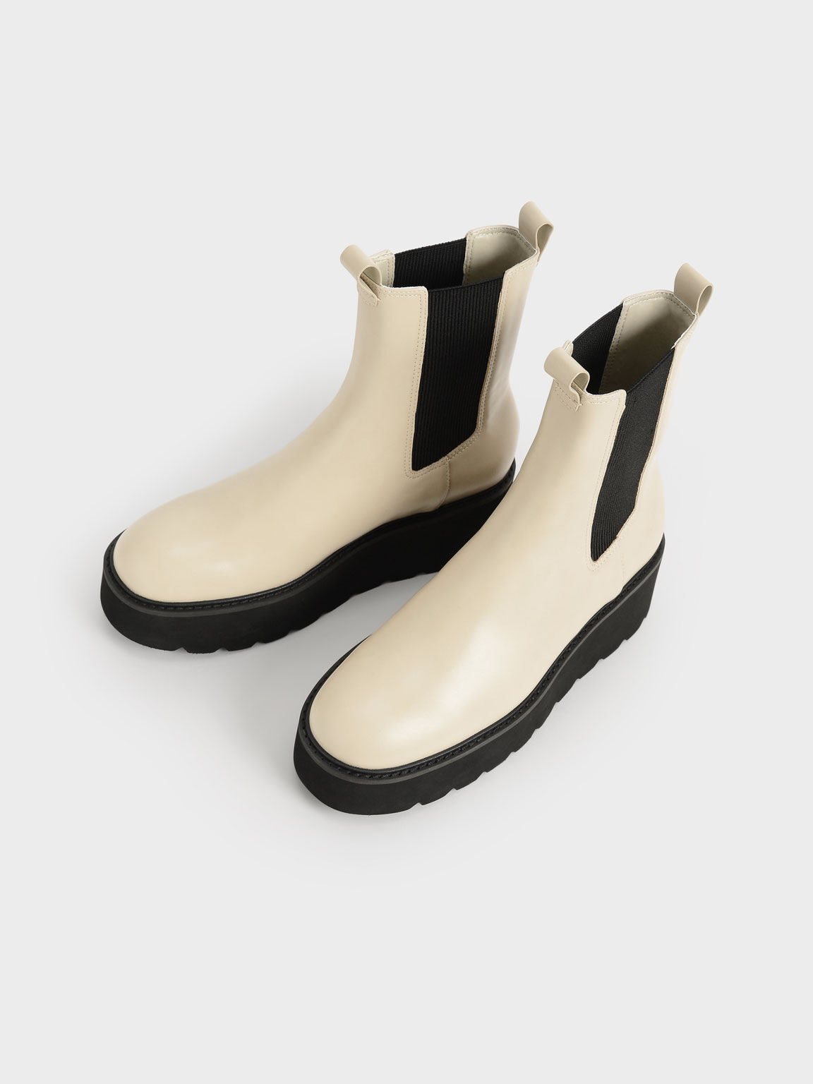 Double Tab Platform Chelsea Boots, Sand, hi-res