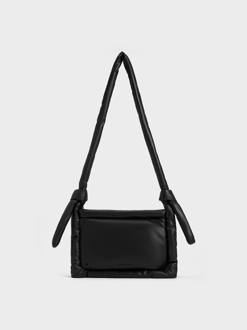 Bolso cruzado Errya acolchado de nylon, negro azabache, hi-res