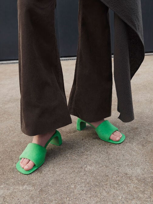 Loey 毛巾布高跟拖鞋, 綠色, hi-res