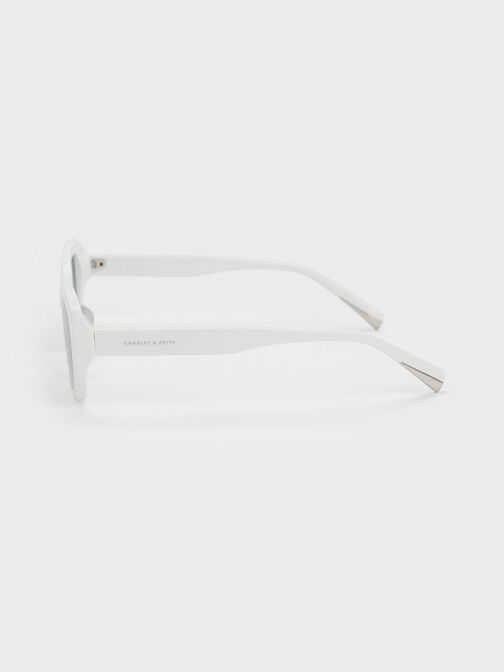 Rectangular Recycled Acetate Sunglasses, White, hi-res