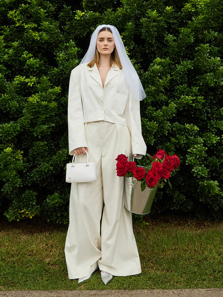 Satin Boxy Tote Bag, White, hi-res