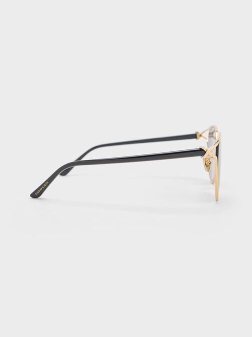 Recycled Acetate Sculptural-Knot Butterfly Sunglasses, Gold, hi-res
