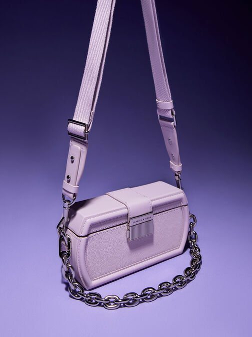Leona Belted Geometric Clutch, Lilac, hi-res