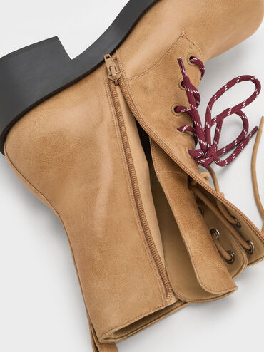 Logan Double-Lace Mid-Calf Combat Boots, Sand, hi-res