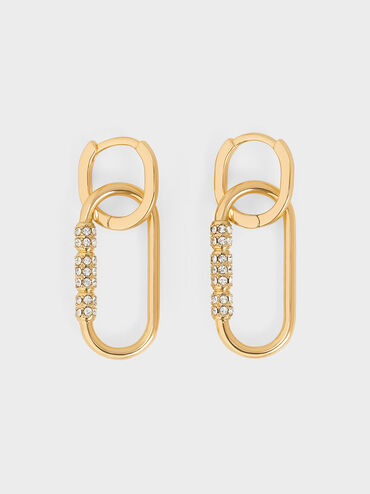 Reagan Crystal Drop Earrings, Gold, hi-res