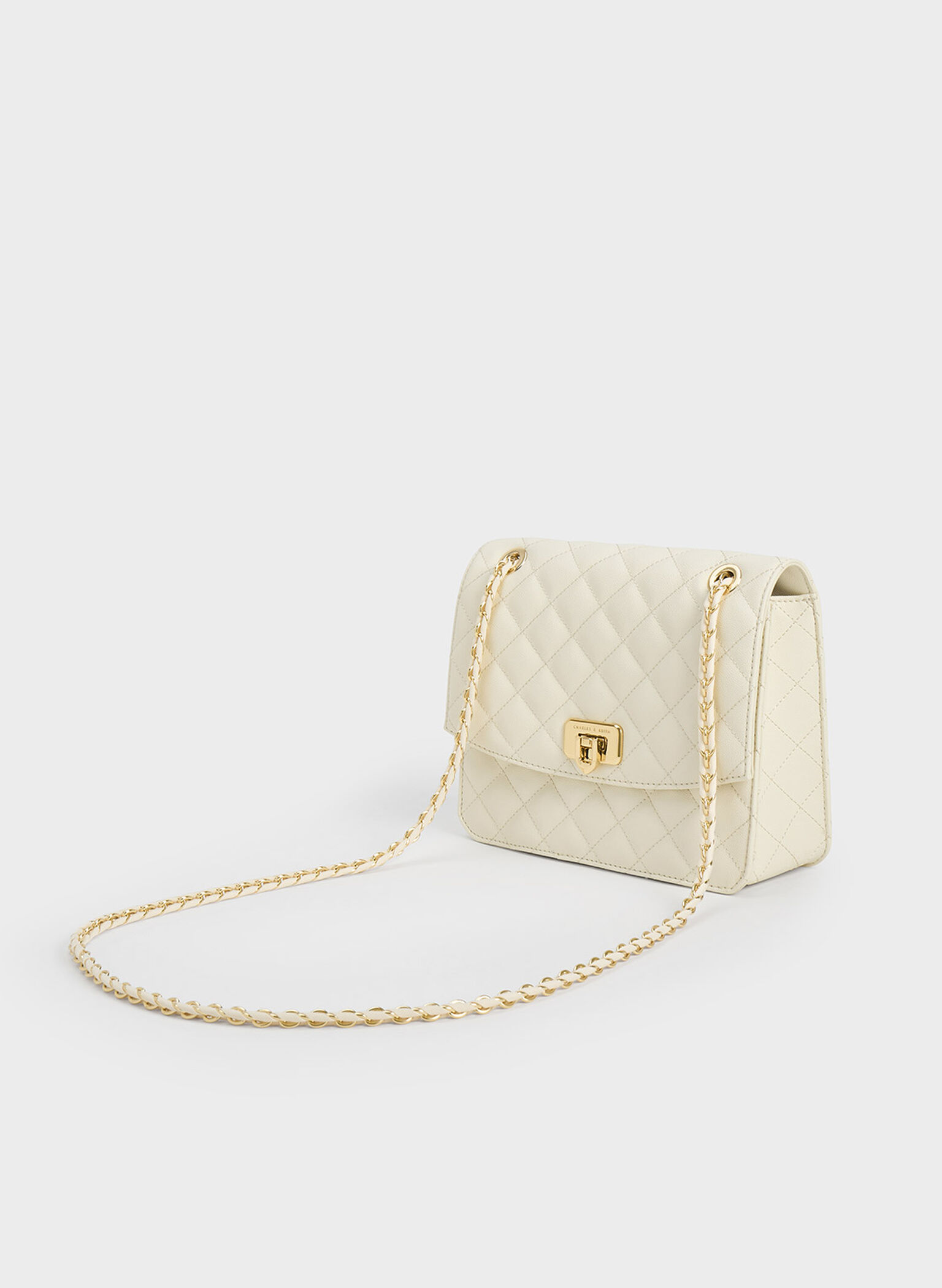 Cressida Quilted Chain Strap Bag - Cream