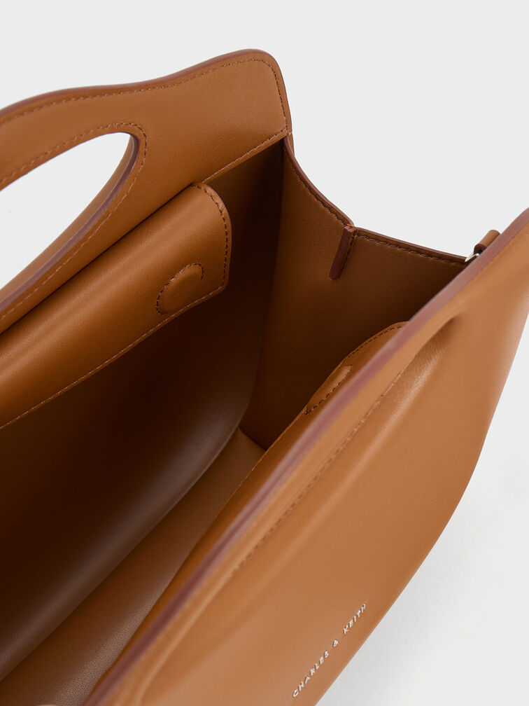 Cocoon弧形手提包, 巧克力, hi-res