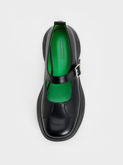 Curved Platform Mary Janes, Black Box, hi-res
