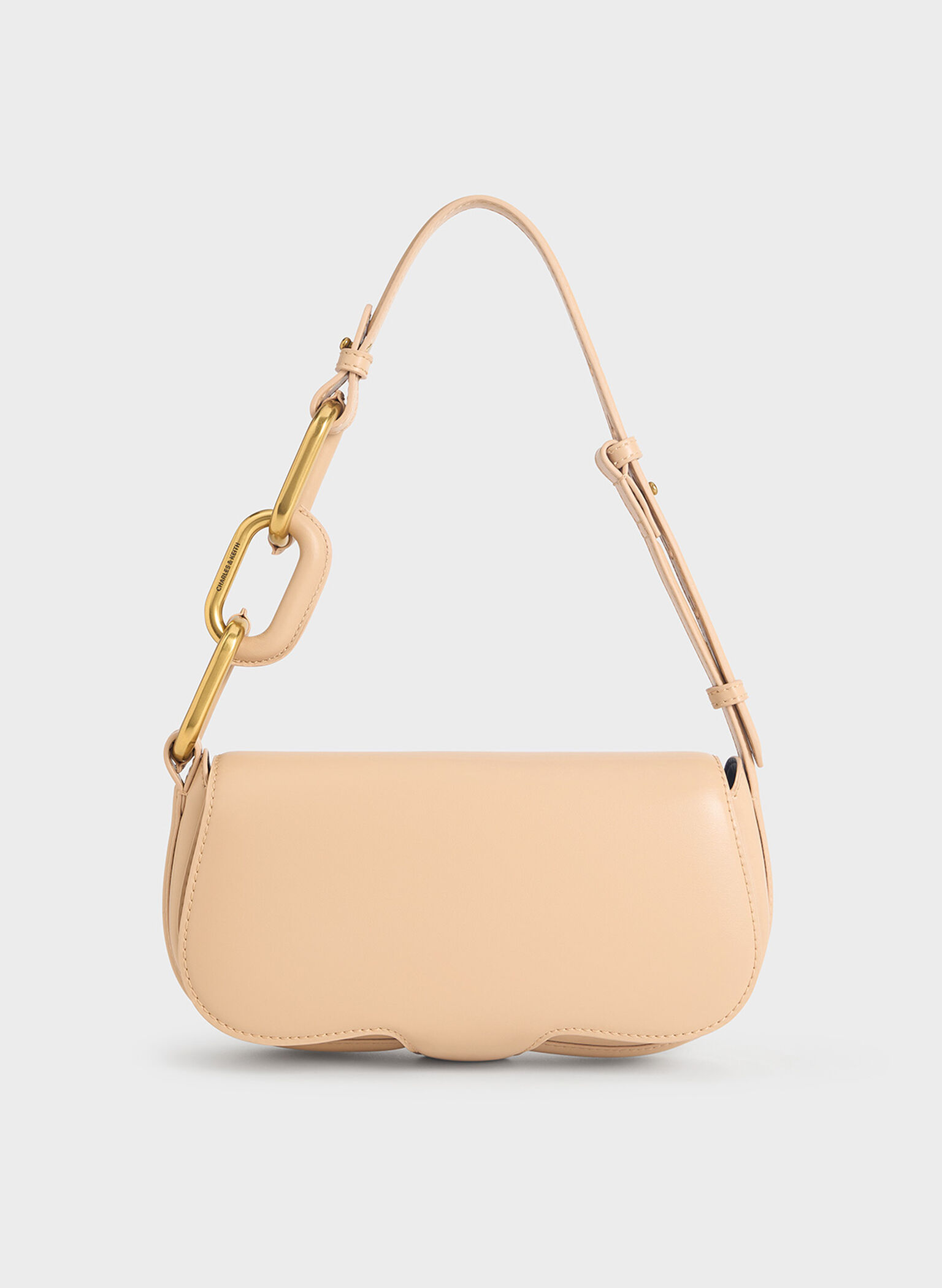 Bolso alargado Kora con detalles metálicos, Beige, hi-res