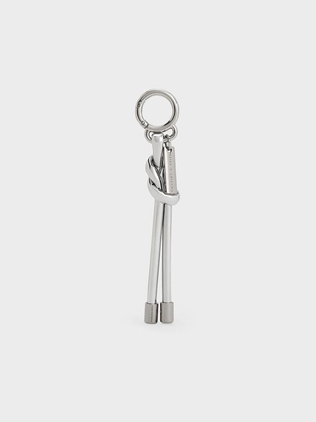 Metallic Knotted Rope Charm, Silver, hi-res
