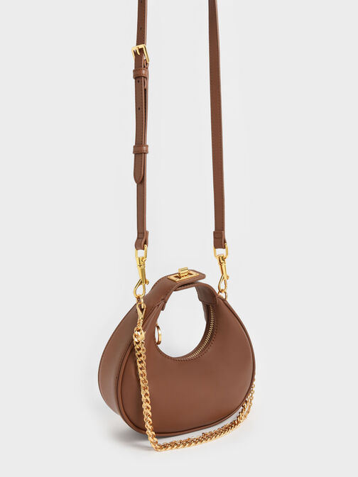 Mini Crescent Hobo Bag, Brown, hi-res