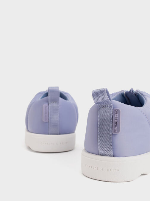 Girls' Puffy Nylon Panelled Loafers, Lilac, hi-res