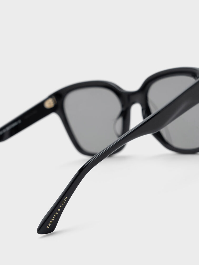 Recycled Acetate Square Sunglasses, Black, hi-res