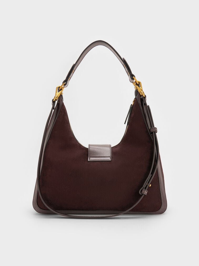 Charlot Recycled Suede Hobo Bag, Espresso Brown, hi-res