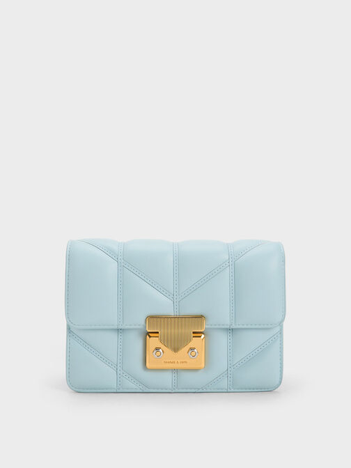 Eudora Chevron Boxy Bag, Blue, hi-res