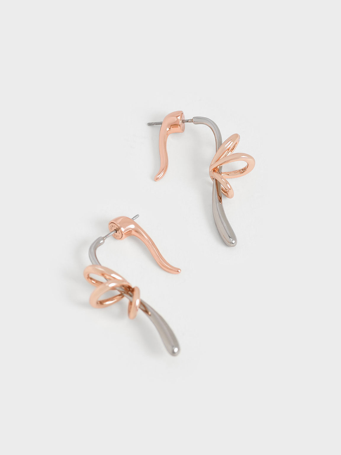 Two-Tone Sculptural Drop Earrings, Multi, hi-res
