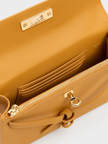 Tricha Knotted-Belt Top Handle Bag, Saffron Yellow, hi-res