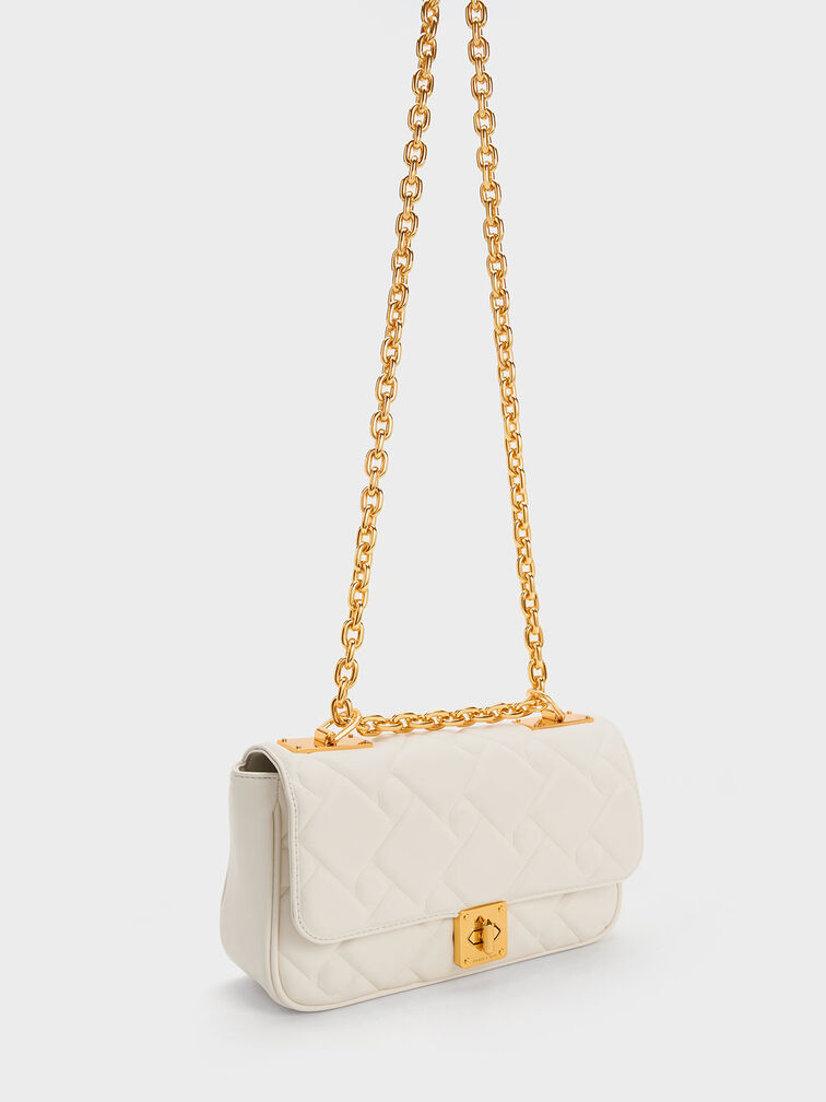 Cream Tillie Quilted Chain Bag - CHARLES & KEITH US