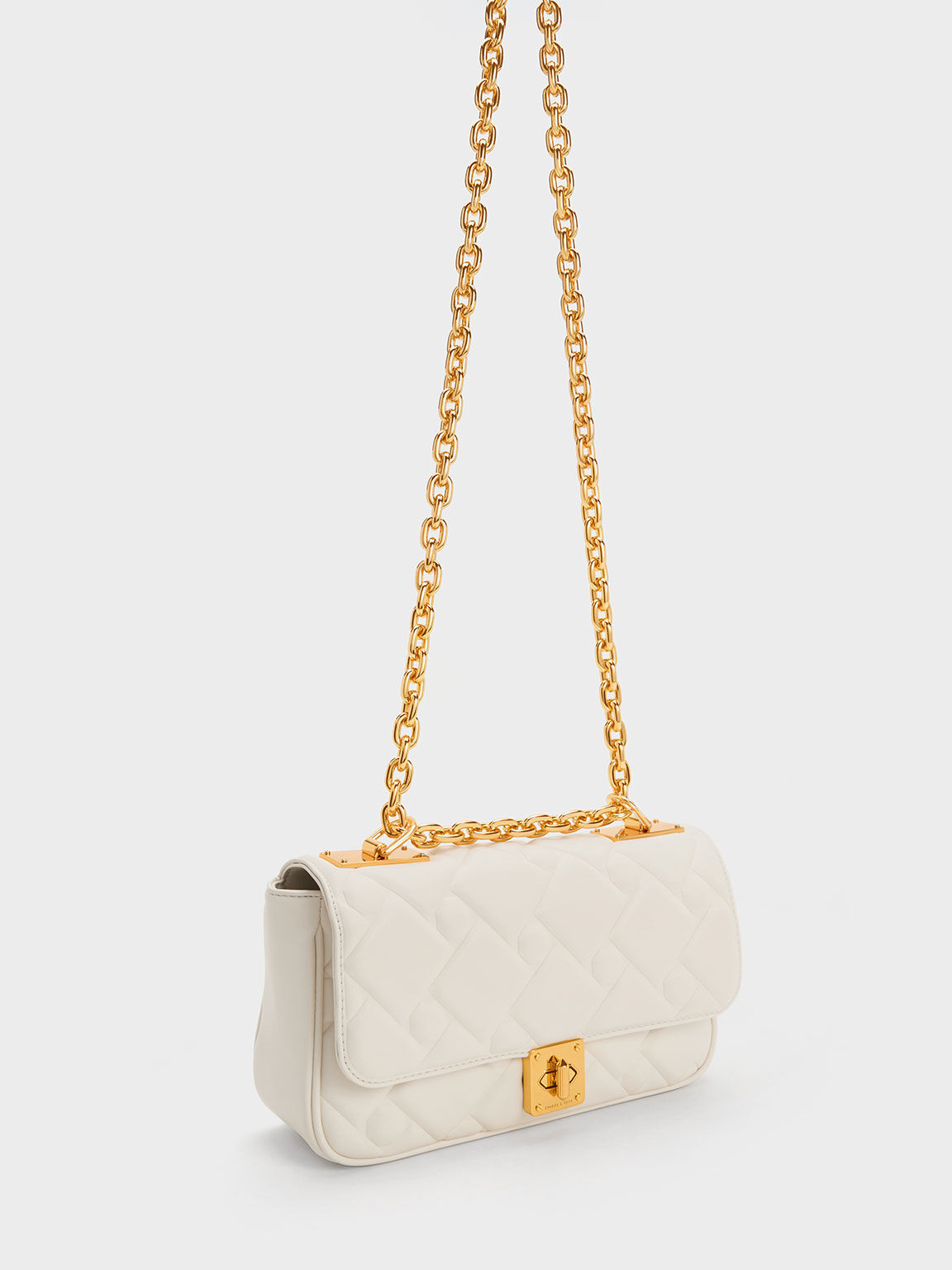 Bolso acolchado Tillie con cadena, Crema, hi-res