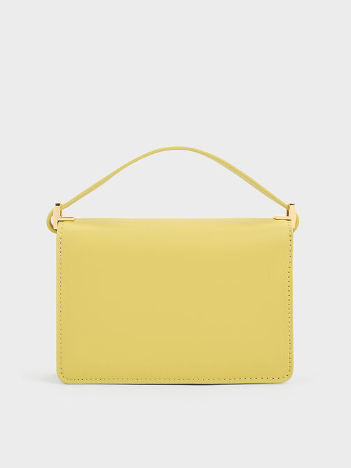 Leather & Raffia Boxy Bag, Lime, hi-res