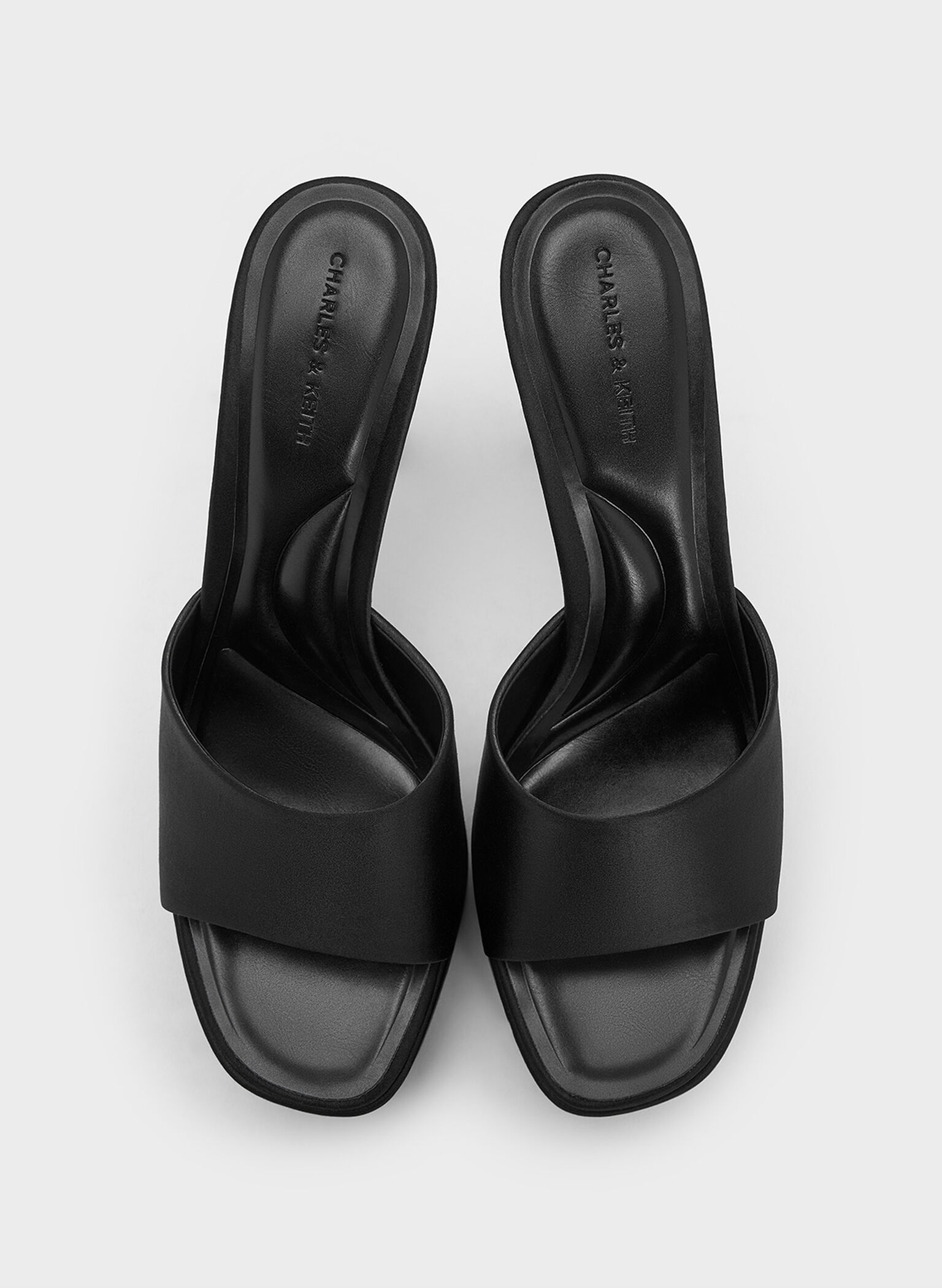 Satin High-Heel Platform Mules, Black Textured, hi-res