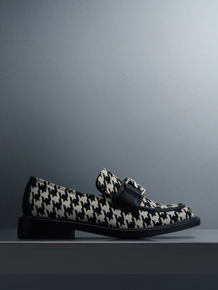 Gabine Leather Houndstooth Loafers, Multi, hi-res