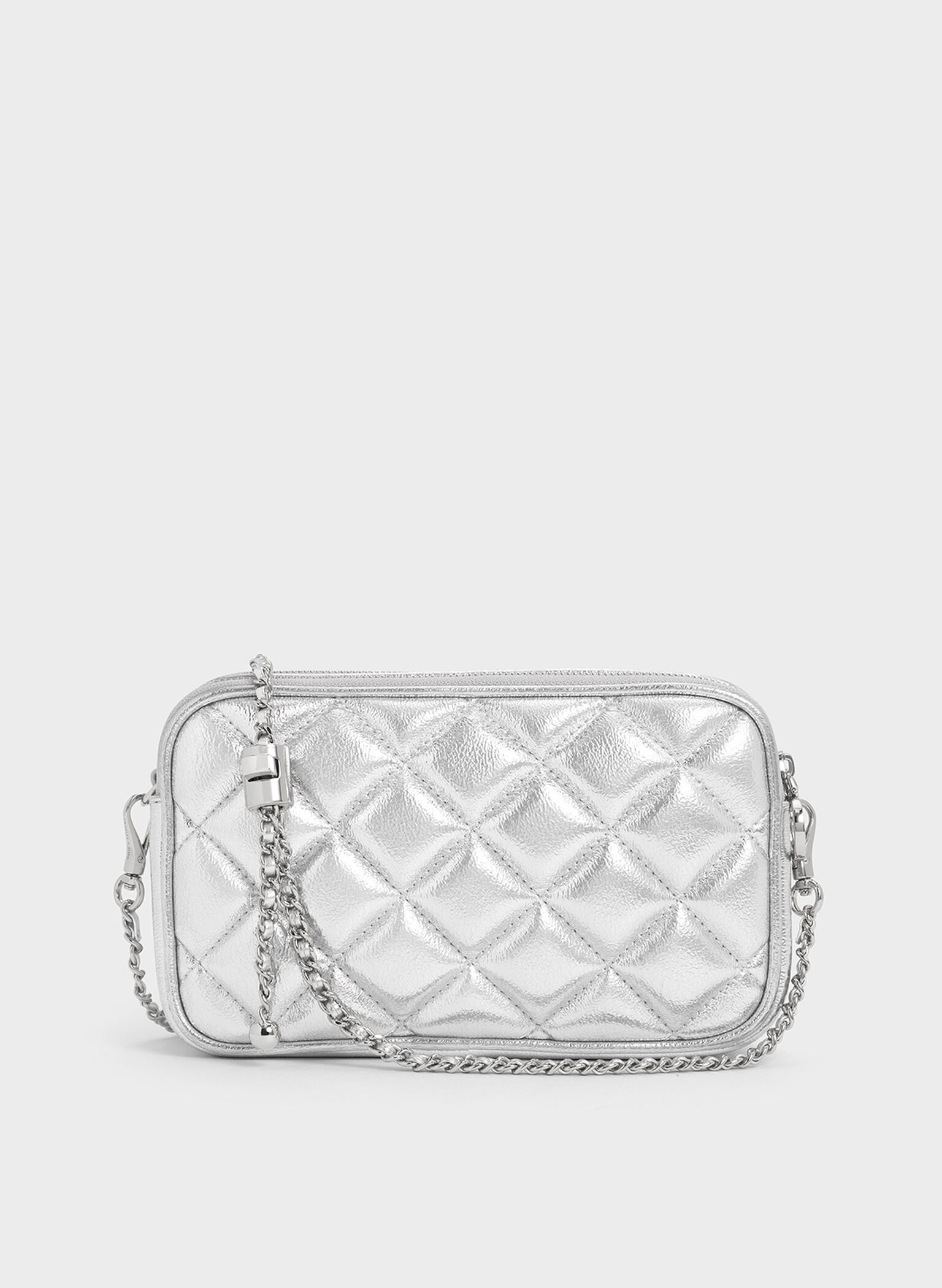 Mini Apfra Quilted Crossbody Bag, Silver, hi-res