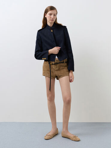 Ivette Faux Suede Woven Bow Ballet Flats, Sand, hi-res