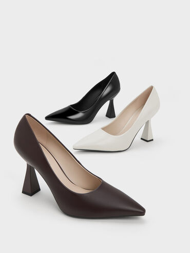 Trapeze Heel Pointed-Toe Pumps, Chalk, hi-res