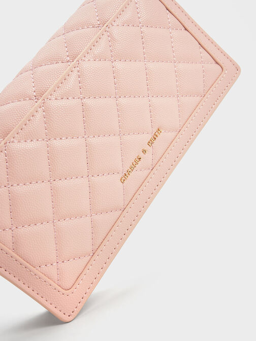 Micaela Quilted Long Wallet, Pink, hi-res