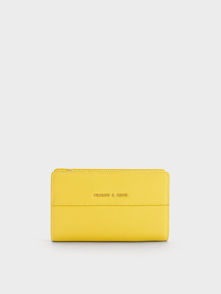 Snap Button Small Wallet, Yellow, hi-res
