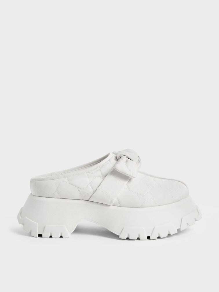 Recycled Polyester Knotted Platform Mules, White, hi-res