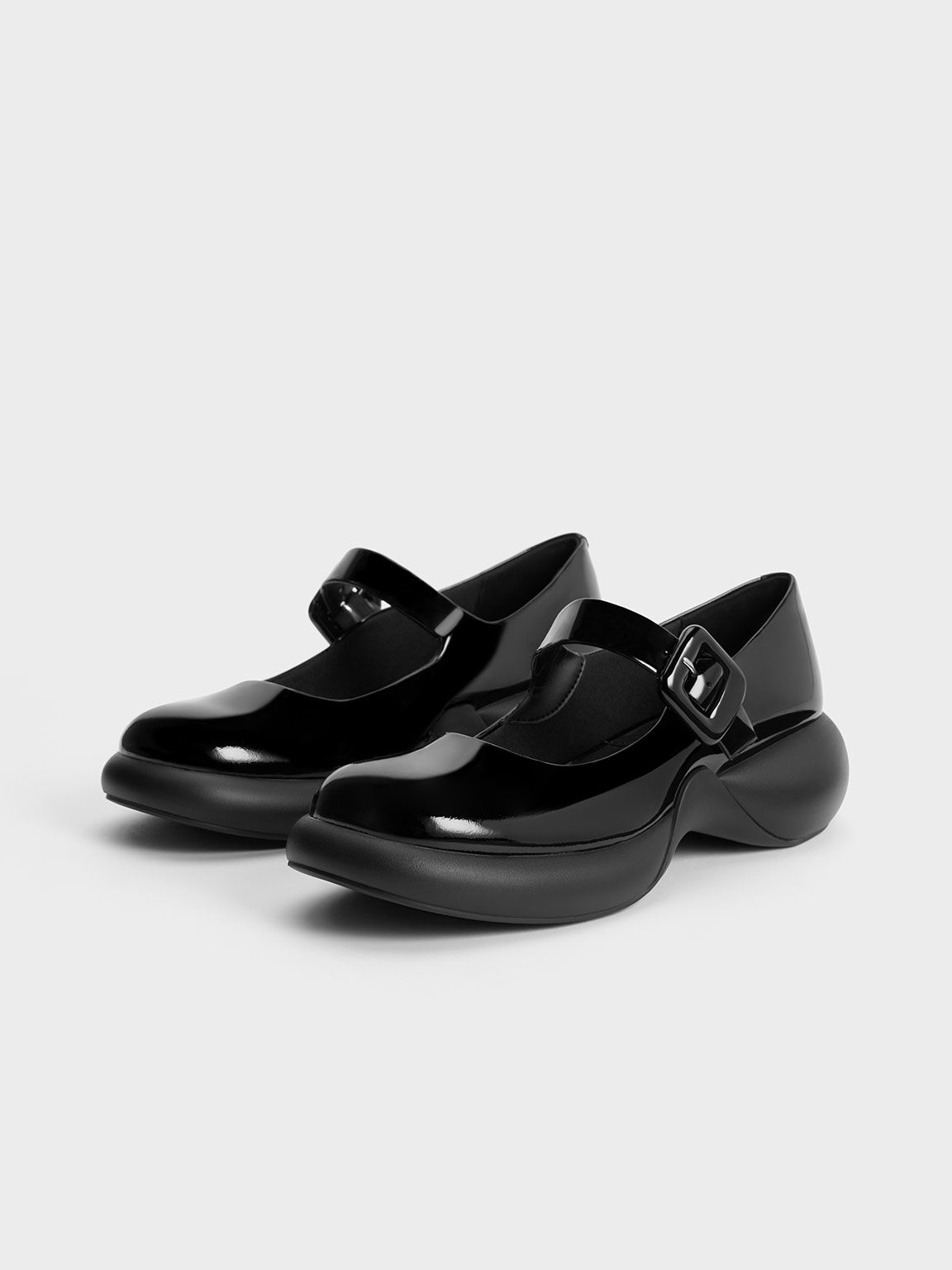 Charles Keith Hallie Patent Leather Mary Janes Black Patent US 11