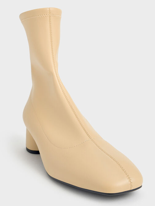 Botines de tacÃ³n con pespuntes, Amarillo, hi-res