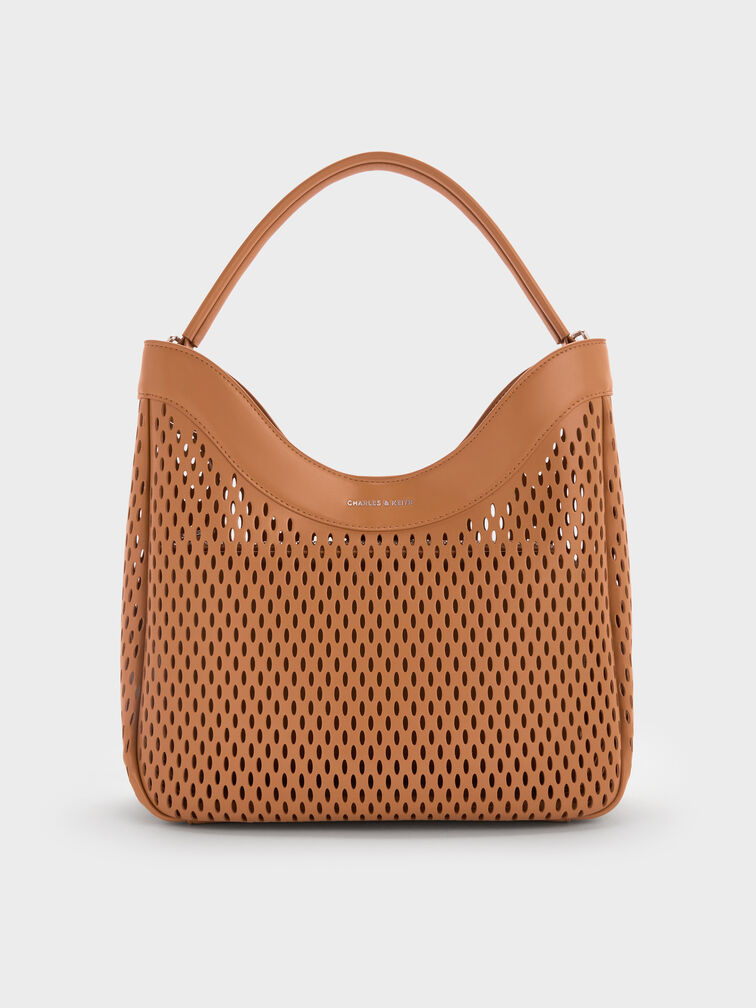Bolsa Hobo Perfurada Juno, Castanho-avermelhado, hi-res