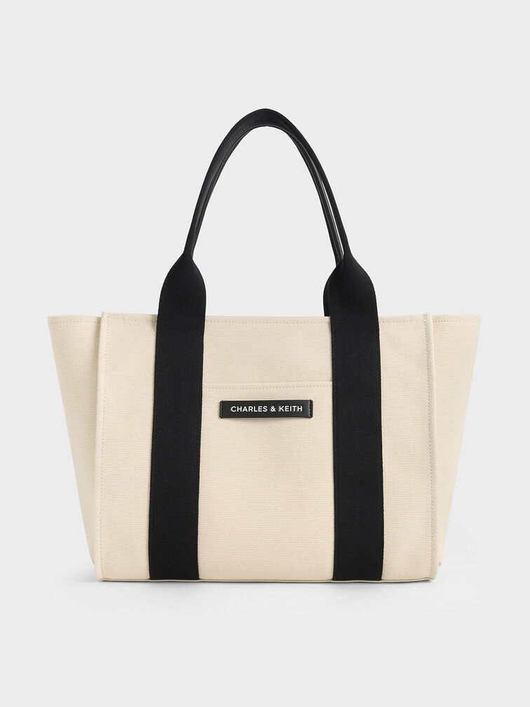 Bolso tote Kay grande de lona, Multicolor, hi-res