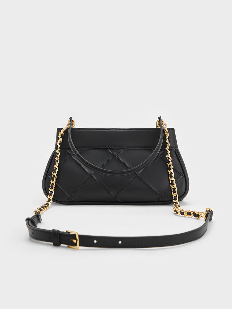 Eleni Quilted Shoulder Bag, Black, hi-res