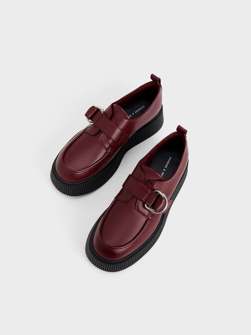 Cordova Buckled Platform Loafers, Burgundy, hi-res