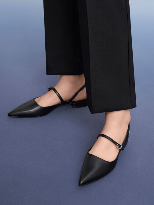 Roxane Slingback Mary Jane Flats, Black, hi-res