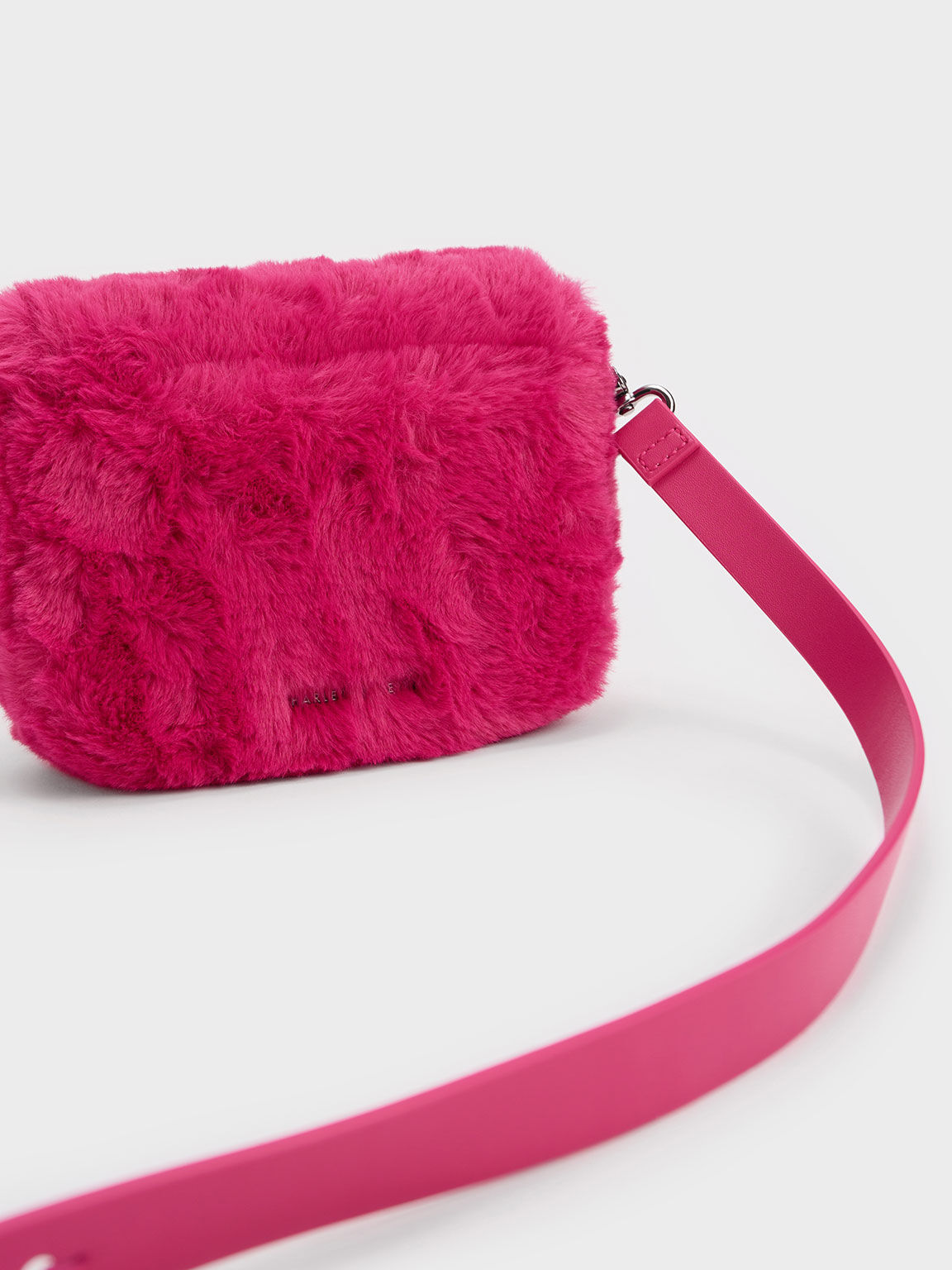 Lotso Chain Handle Furry Bag, Fuchsia, hi-res