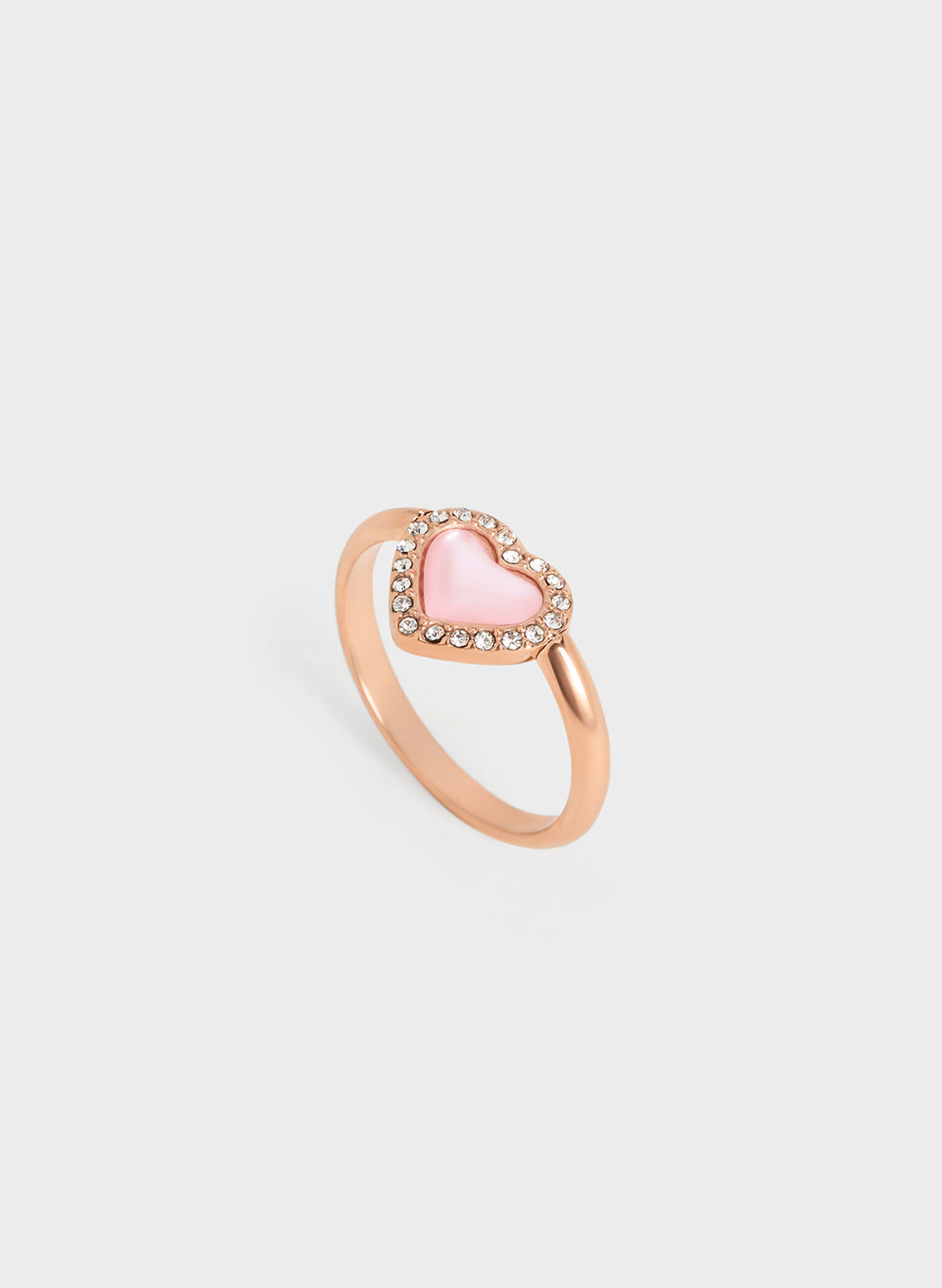 Anel de pedra-coração de cristal Annalise, Rose Gold, hi-res