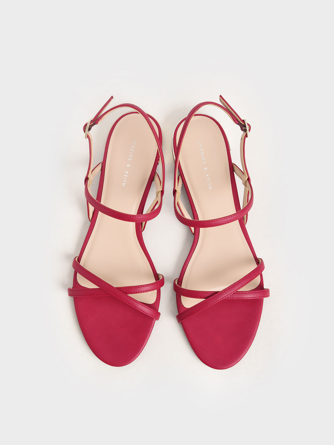 Strappy Flat Sandals, Red, hi-res