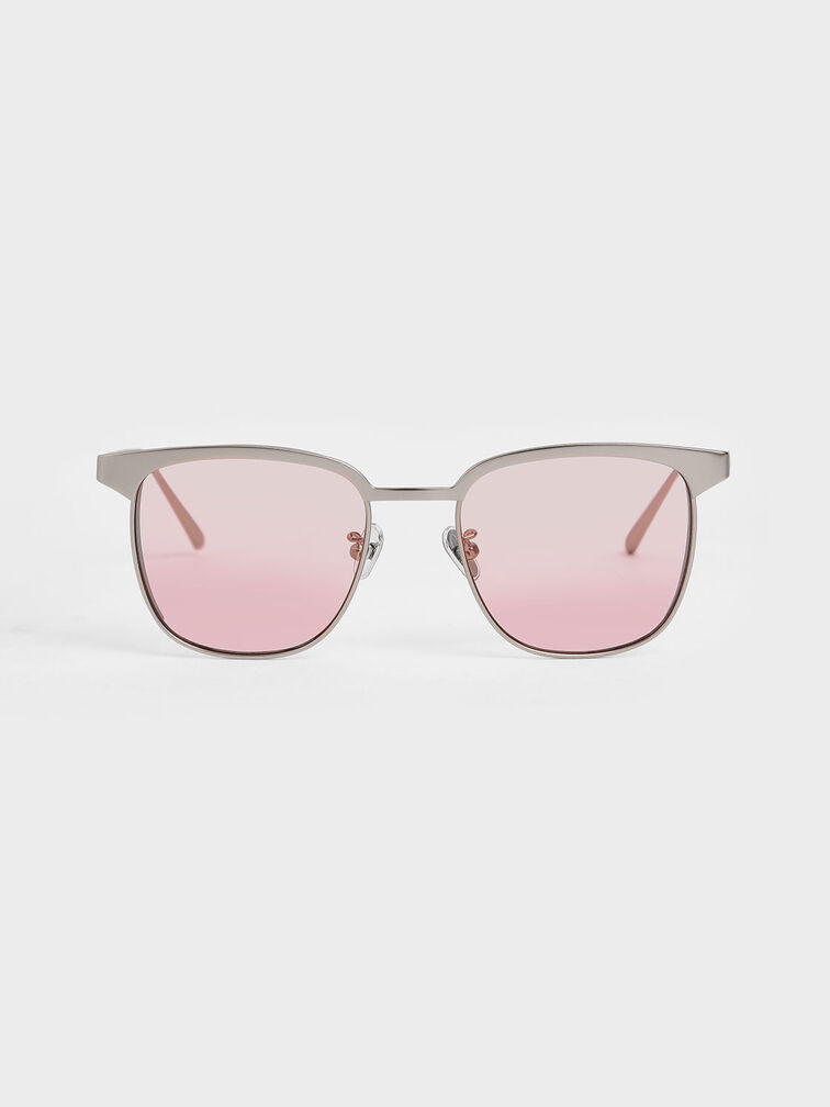 Tinted Rectangular Sunglasses, Pink, hi-res
