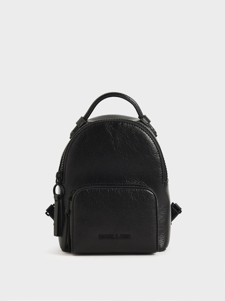Mini Double Zip Backpack, Black, hi-res