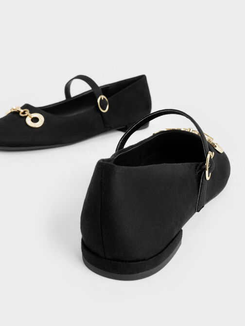 Circle Chain-Link Textured Mary Janes, Black Textured, hi-res