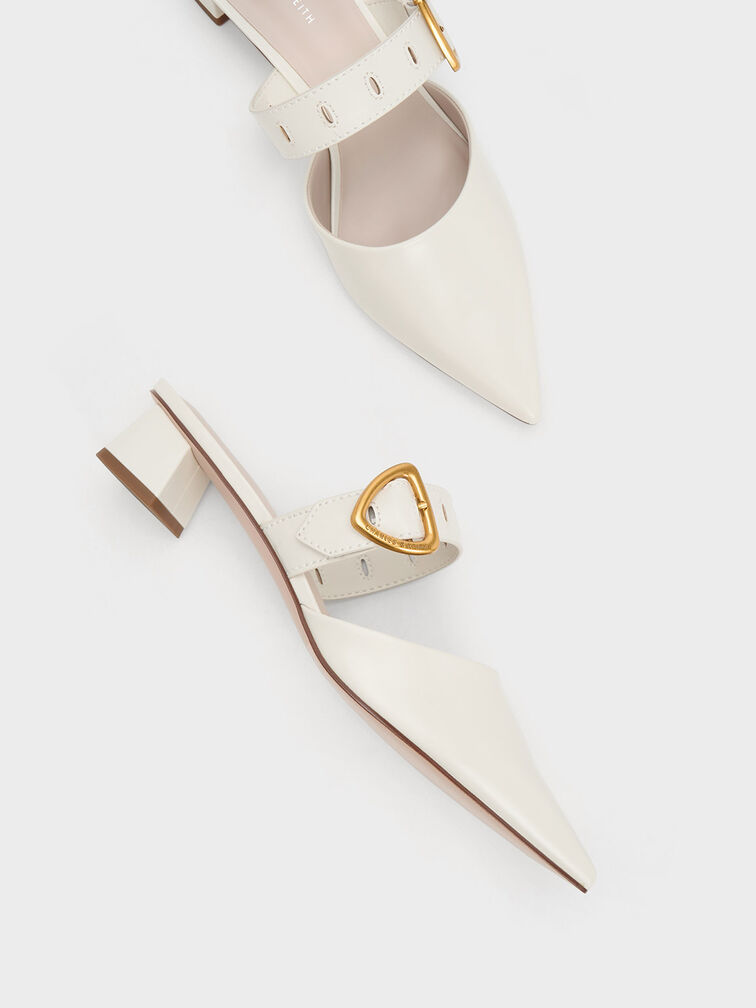 Sepphe Cut-Out Heeled Mules, Cream, hi-res