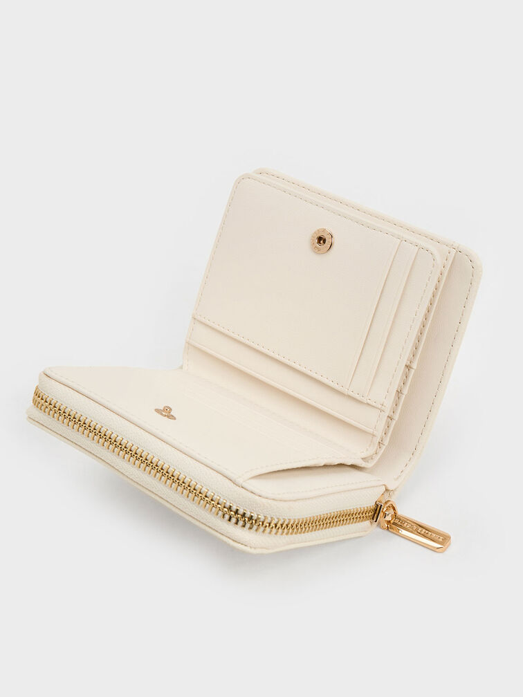 Cream Zip-Around Small Wallet - CHARLES & KEITH HK