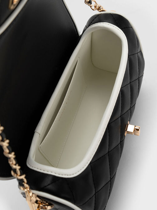 Contrast-Trim Belted Crossbody Bag, Black, hi-res